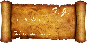 Tar Jolán névjegykártya